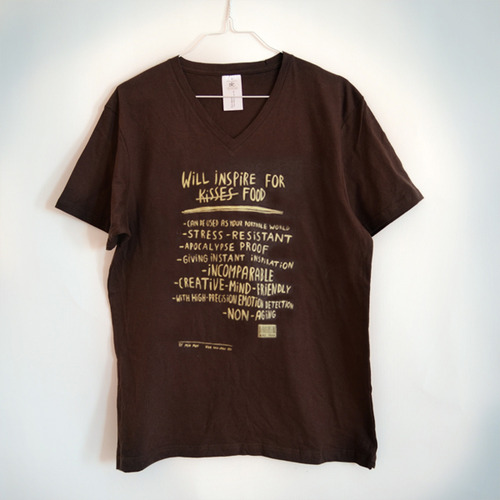 "Will inspire for food" shirt unisex, brown/gold 00296