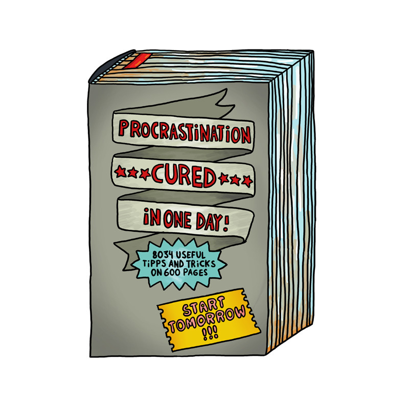 Postcard: "Procrastination Cured In One Day"
