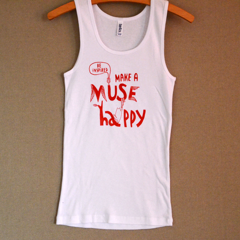 Shirt "Make a Muse happy" white 00343