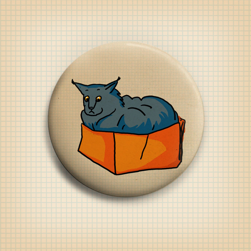 Cat in a Box Button 50mm