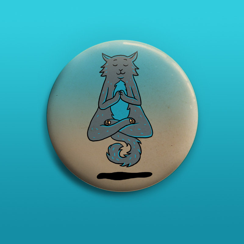 Yoga Cat Button 50mm 00831