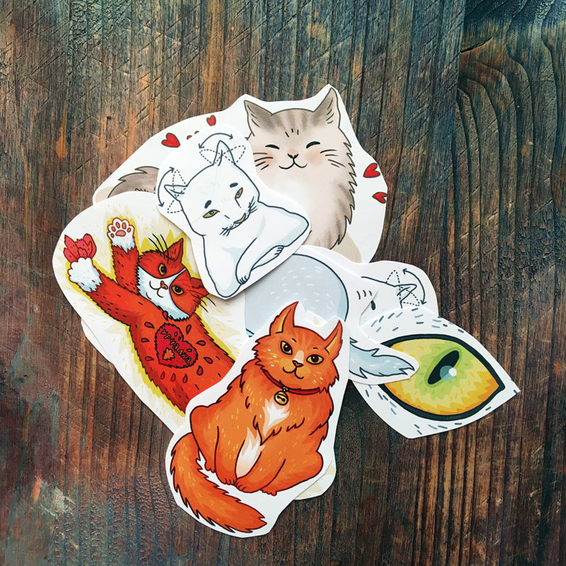 Cat Stickers set of 8