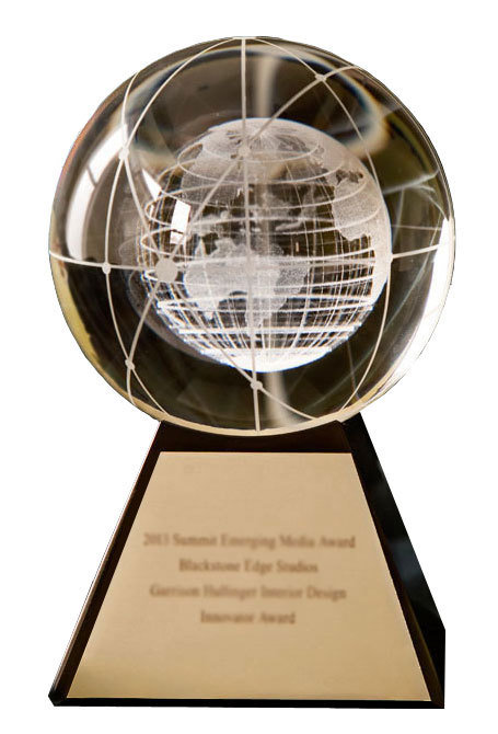 Emerging Media Award Crystal Globe Trophy EMA-T