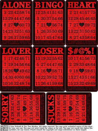 Anti-Valentine Bingo Cards Anti-Valentine Bingo Cards
