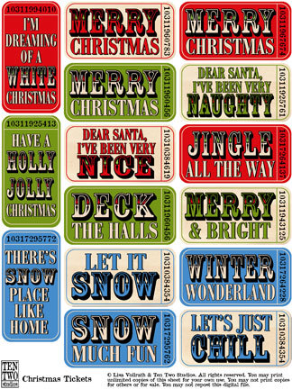 Christmas Saying Tickets Christmas Saying Tickets