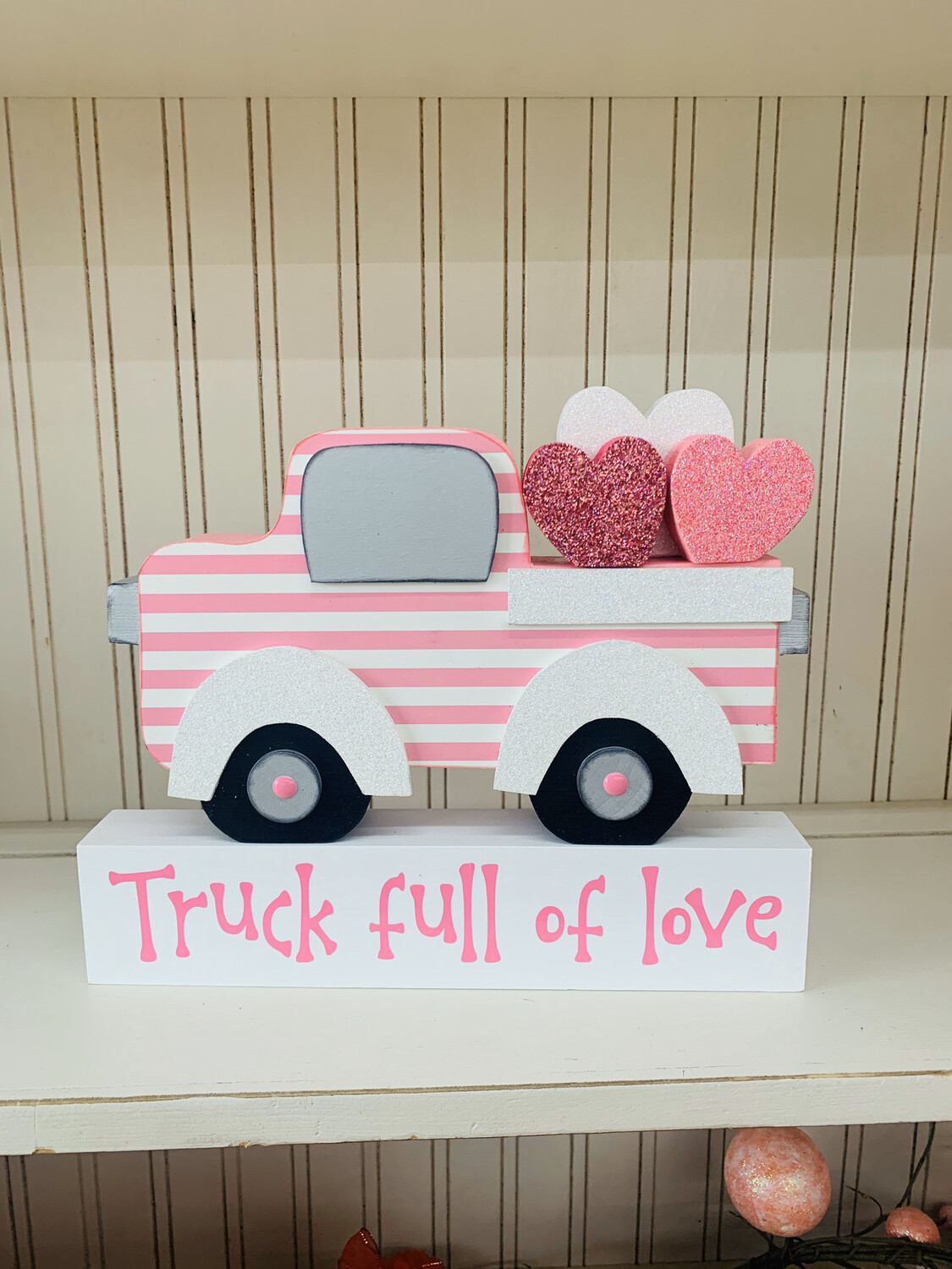 Valentines Truck With Block, Vinyl & Hearts. Valentines Truck With Block, Vinyl & Hearts.