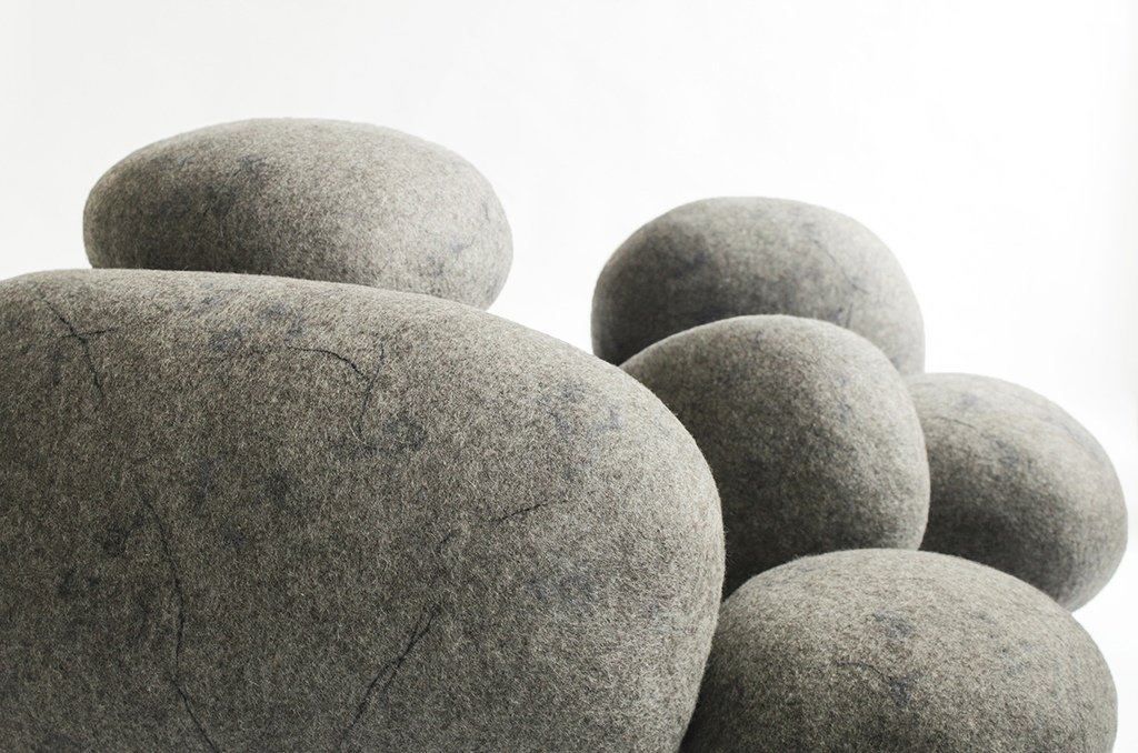 Felt Stone Pillows And Poufs Model Nord