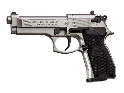Пистолет Umarex Beretta M92 FS (никель, с чёрными накладками) 00632