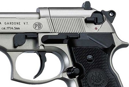 Пистолет Umarex Beretta M92 FS (никель, с чёрными накладками)