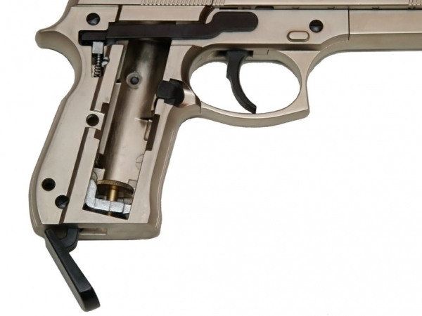 Пистолет Umarex Beretta M92 FS (никель, с чёрными накладками)