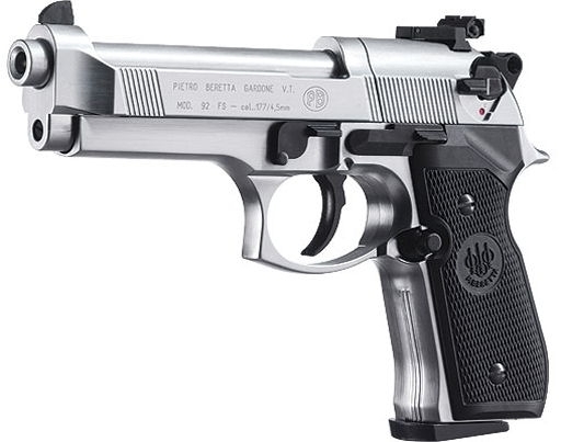 Пистолет Umarex Beretta M92 FS (никель, с чёрными накладками)