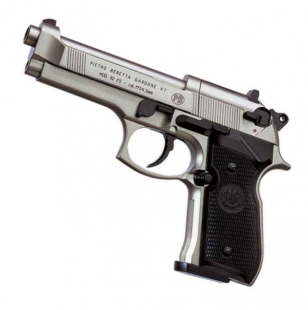 Пистолет Umarex Beretta M92 FS (никель, с чёрными накладками)