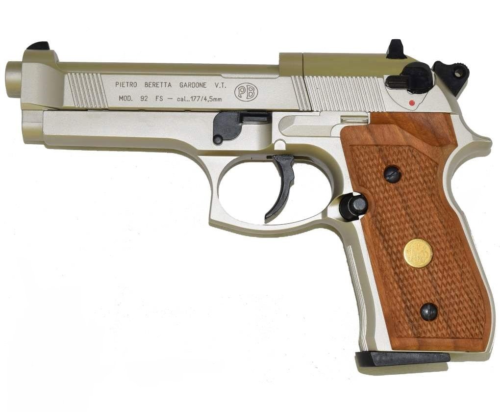 Пистолет Umarex Beretta M92 FS (никель с дерев. накладками) 02017