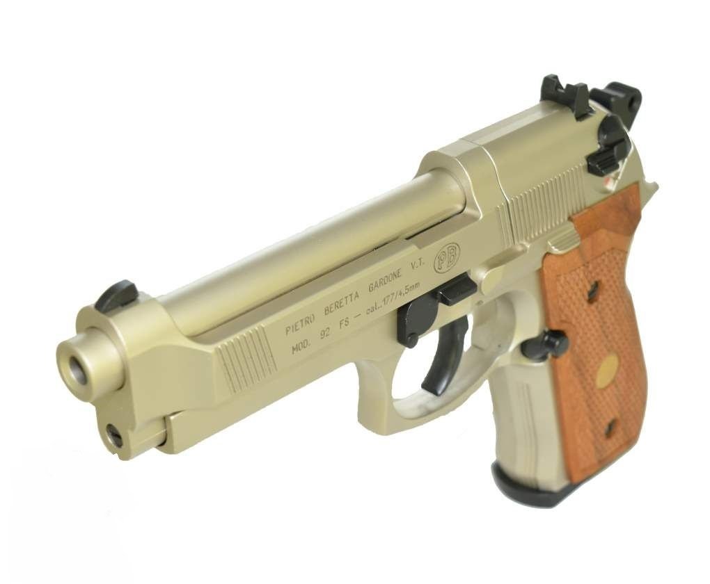 Пистолет Umarex Beretta M92 FS (никель с дерев. накладками)