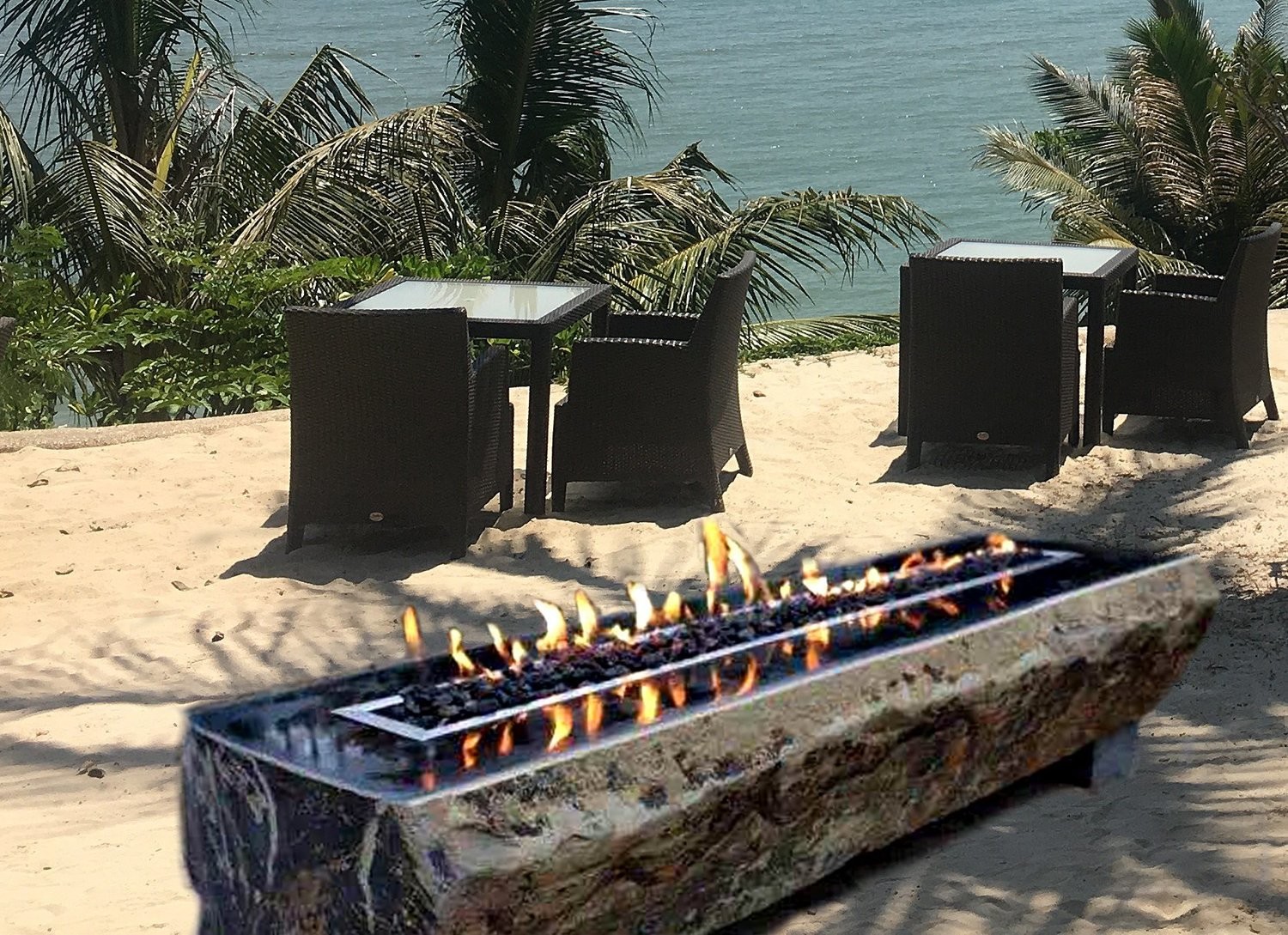 Basalt Fire Pit For Charcoal Or Wood Burning