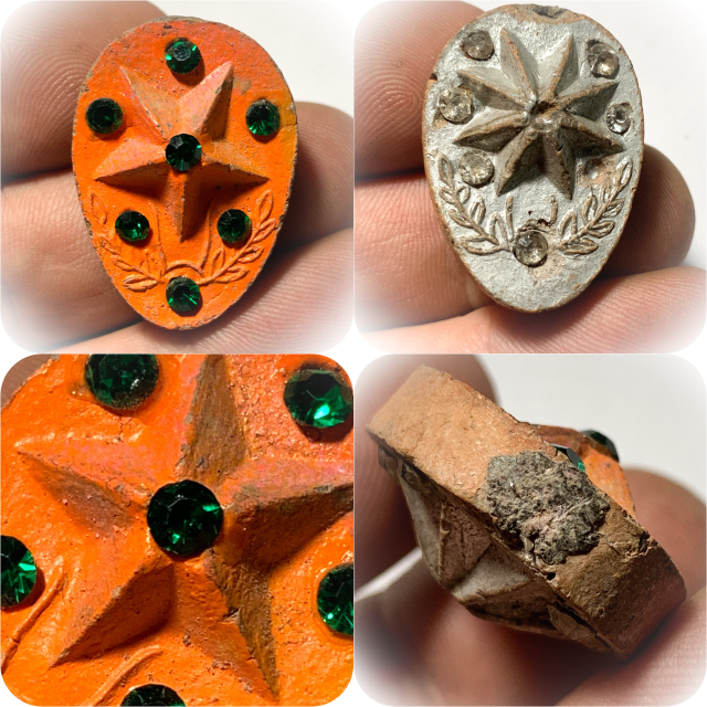 Daw Nai Pan Nai Pon 2 Sided Lucky Star with Ploi Sek Gems Luang Por Pina Wat Sanom Lao