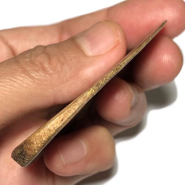 Ban Hneng Graduk Chang Pra Rahu Early Era Elephant Forehead Bone Carving 7x7 Cm Hand Inscriptions Luang Por Pina Free EMS