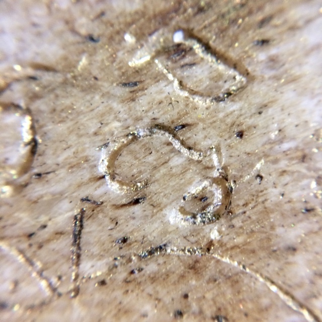 Ban Hneng Graduk Chang Pra Rahu Early Era Elephant Forehead Bone Carving 7x7 Cm Hand Inscriptions Luang Por Pina Free EMS