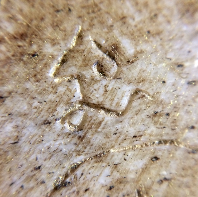 Ban Hneng Graduk Chang Pra Rahu Early Era Elephant Forehead Bone Carving 7x7 Cm Hand Inscriptions Luang Por Pina Free EMS