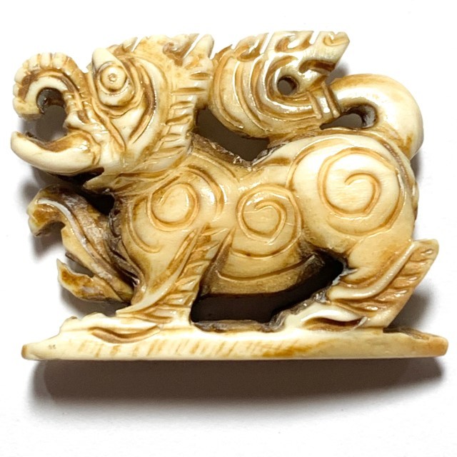 Kochasri Sam Khwan Nga Gae Carved Singha Himapant Elephant-Lion Luang Por Derm Wat Nong Po Free EMS 03765