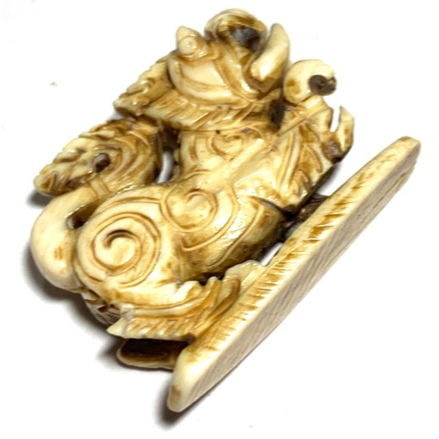 Kochasri Sam Khwan Nga Gae Carved Singha Himapant Elephant-Lion Luang Por Derm Wat Nong Po Free EMS
