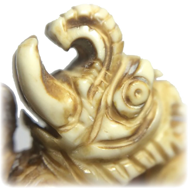 Kochasri Sam Khwan Nga Gae Carved Singha Himapant Elephant-Lion Luang Por Derm Wat Nong Po Free EMS