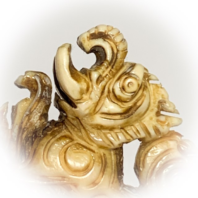 Kochasri Sam Khwan Nga Gae Carved Singha Himapant Elephant-Lion Luang Por Derm Wat Nong Po Free EMS