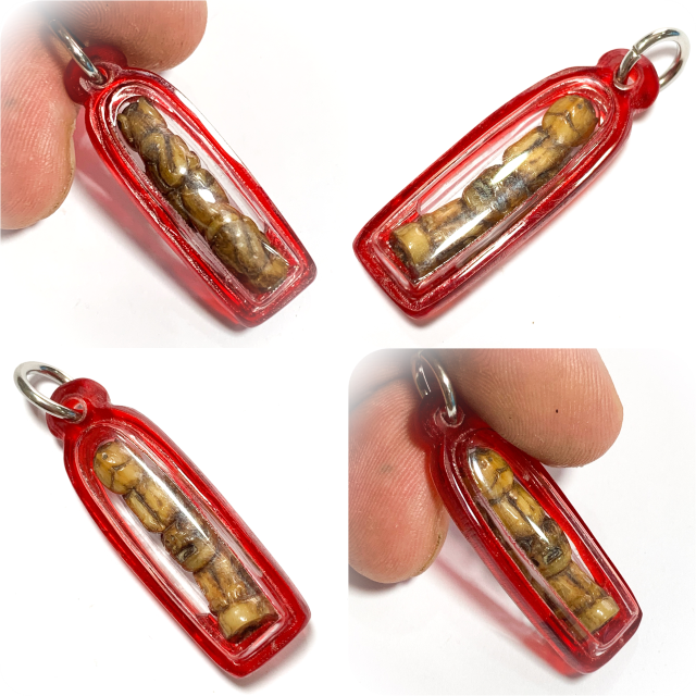Khiaw Sue Gae Twin Tiger Amulet 2 Pim Carved Tooth 4 Cm Luang Por Parn Wat Bang Hia