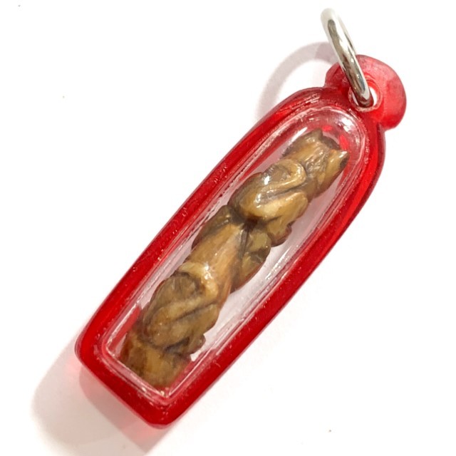 Khiaw Sue Gae Twin Tiger Amulet 2 Pim Carved Tooth 4 Cm Luang Por Parn Wat Bang Hia