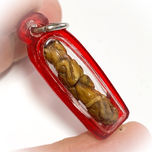 Khiaw Sue Gae Twin Tiger Amulet 2 Pim Carved Tooth 4 Cm Luang Por Parn Wat Bang Hia
