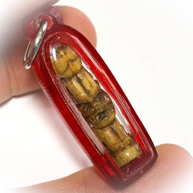 Khiaw Sue Gae Twin Tiger Amulet 2 Pim Carved Tooth 4 Cm Luang Por Parn Wat Bang Hia