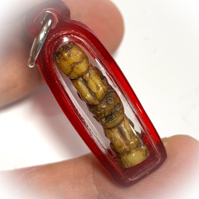 Khiaw Sue Gae Twin Tiger Amulet 2 Pim Carved Tooth 4 Cm Luang Por Parn Wat Bang Hia