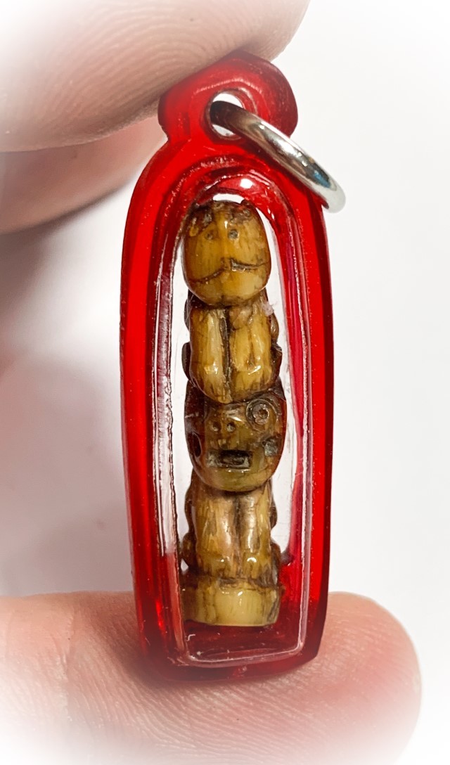 Khiaw Sue Gae Twin Tiger Amulet 2 Pim Carved Tooth 4 Cm Luang Por Parn Wat Bang Hia