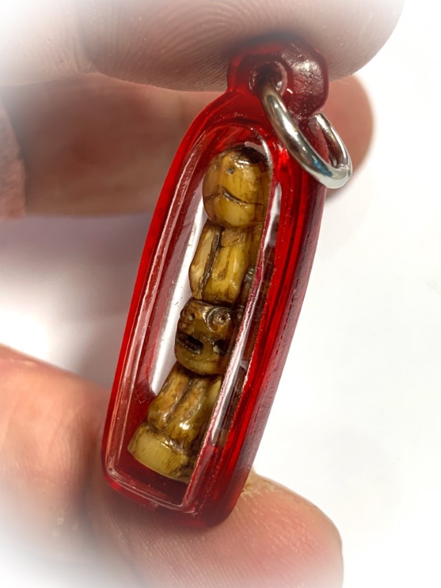 Khiaw Sue Gae Twin Tiger Amulet 2 Pim Carved Tooth 4 Cm Luang Por Parn Wat Bang Hia
