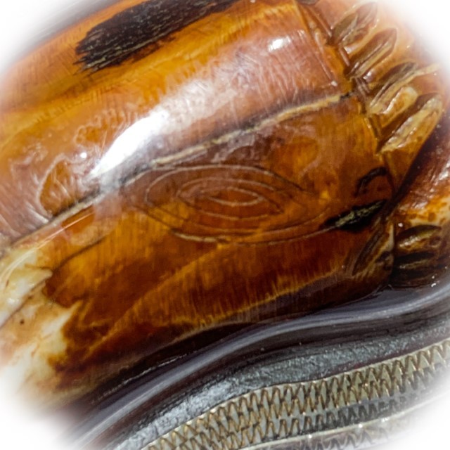 Khiaw Suea Kroeng Gae Tiger Tooth Amulet 4 Inches Hand Spell Inscriptions Silver Custom Casing Luang Por Parn Wat Bang Hia Free EMS