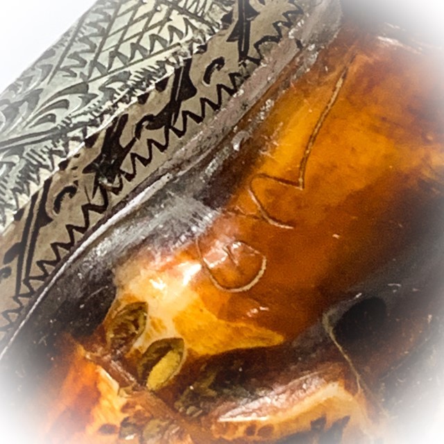 Khiaw Suea Kroeng Gae Tiger Tooth Amulet 4 Inches Hand Spell Inscriptions Silver Custom Casing Luang Por Parn Wat Bang Hia Free EMS
