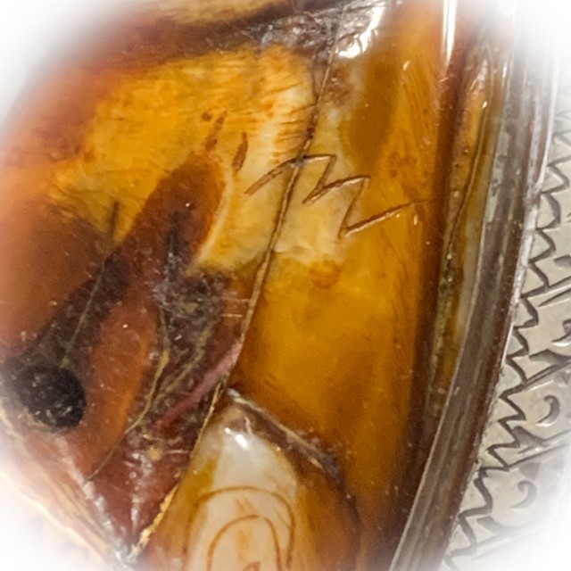 Khiaw Suea Kroeng Gae Tiger Tooth Amulet 4 Inches Hand Spell Inscriptions Silver Custom Casing Luang Por Parn Wat Bang Hia Free EMS