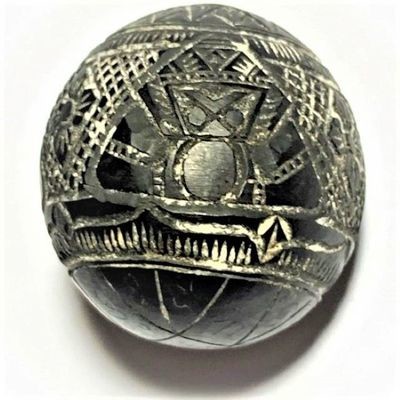 Kot Kala Pra Rahu Mai Mee Ta Ud Kring Eyeless Coconut Carved Asura Deva Eclipse God with Magic Bead Rattle Luang Por Pin Wat Srisa Tong Kot Kala Pra Rahu Mai Mee Ta Ud Kring Eyeless Coconut Carved Asura Deva Eclipse God with Magic Bead Rattle Luang Por Pin Wat Srisa Tong