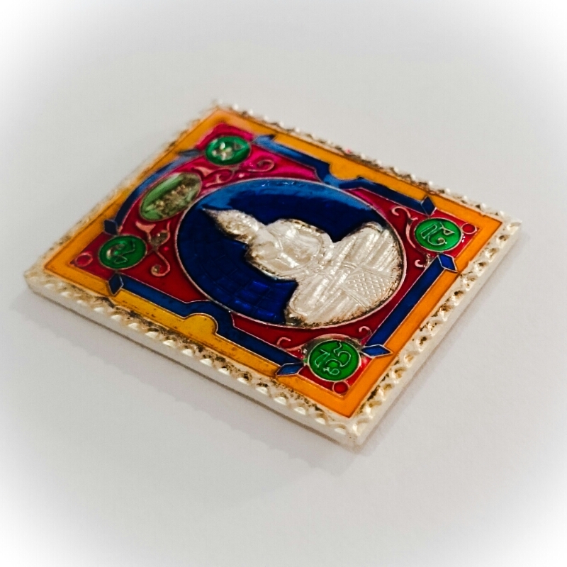 Rian Stamp Luang Por Sotorn (Blue) - Nuea Galai Ngern Long Ya Benjarongk - Uposadha Building Edition 2539 BE