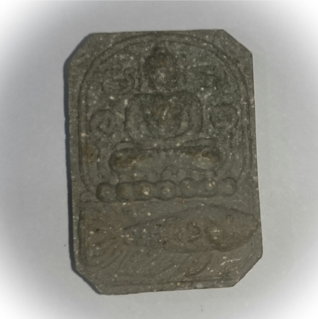 Buddha Riding on Siamese Fighting Fish Amulet 2520 BE - Black Sacred Powders - Luang Por Chern Wat Koke Tong (Ayuttaya)