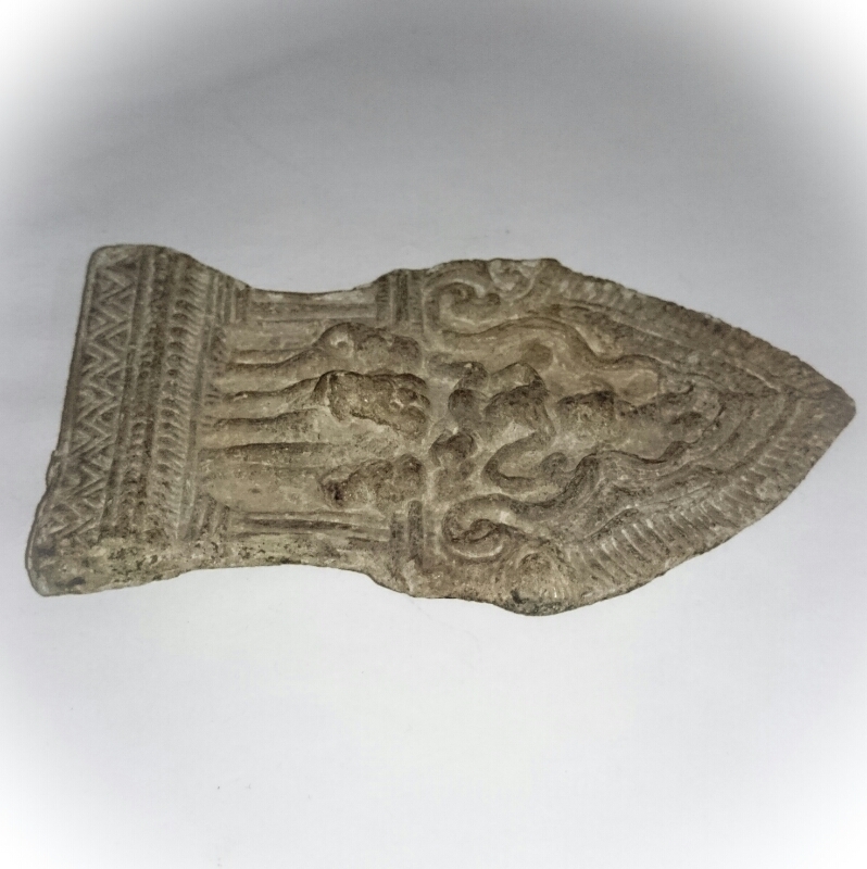 Indra God on 3 headed Elephant Steed Lopburi Era Art - 11.5 x 6 Cm Plaque - Nuea Chin Boran Ancient Sacred Artifact from 100 Year Old Archeological Dig