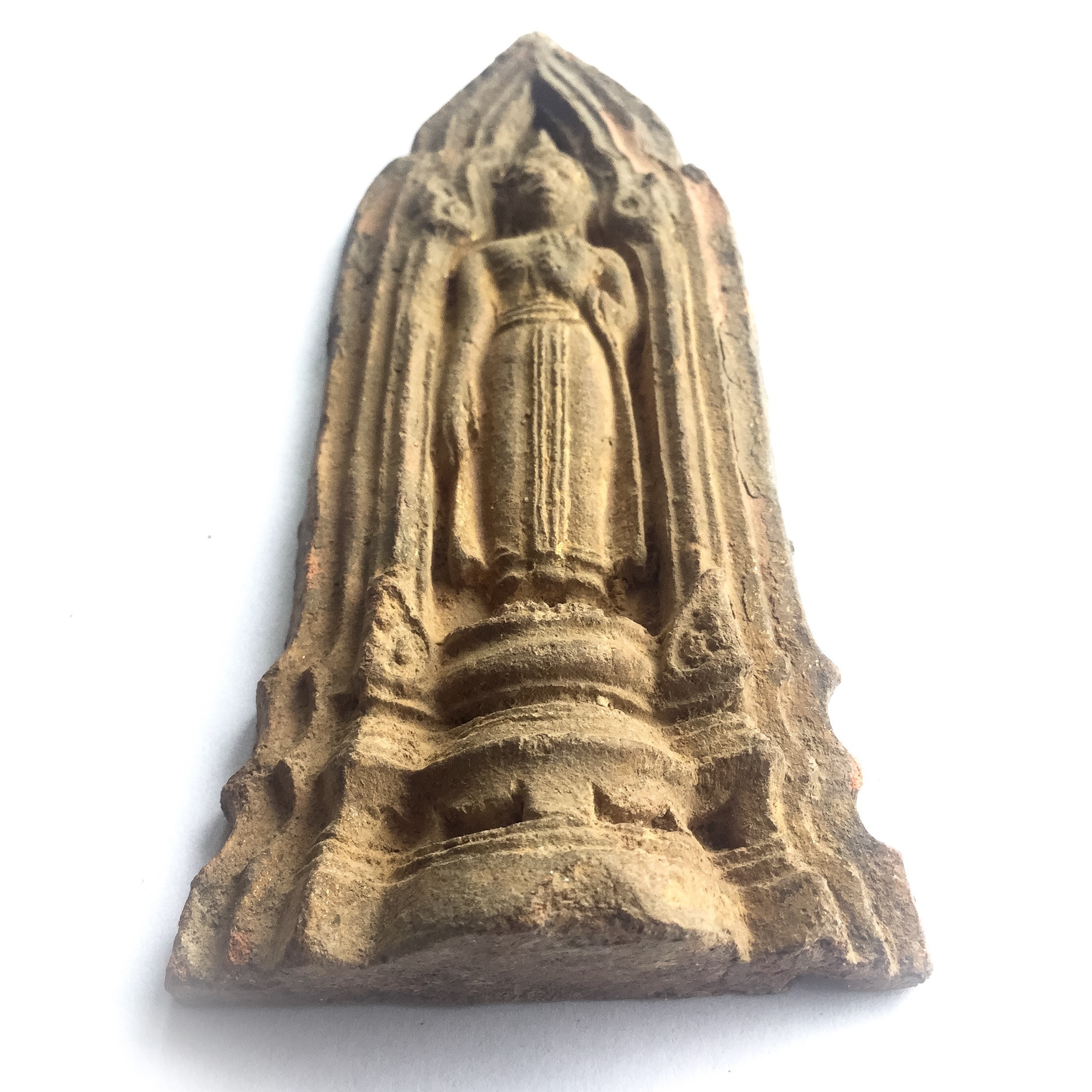 Pra Kru Kone Samor Pim Ham Yati - Over 200 Year Old Ayuttaya Period Clay Buddha Amulet from 2430 BE Royal Palace Hiding Place Find 02745