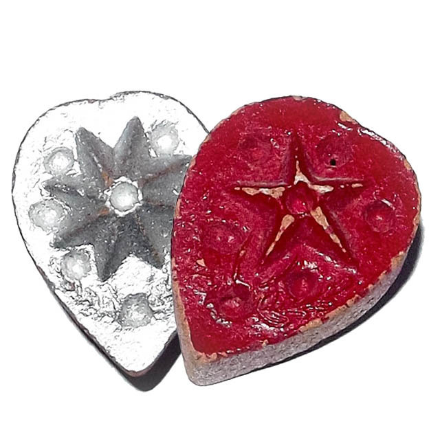 Daw Nai Pan Nai Pon Pim Lek - Lucky Star 5 and 8 Pointed Pentacle Amulet - Luang Por Pina - Wat Sanom Lao 02818