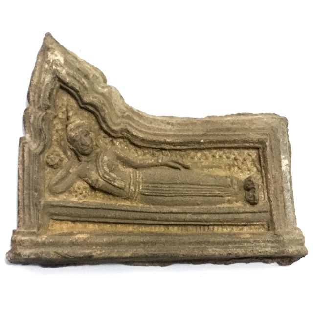 Pra Kru Kone Samor Pim Sayasana - Over 200 Year Old Ayuttaya Period Clay Buddha Amulet - 2430 BE Royal Palace Hiding Place Find 02917