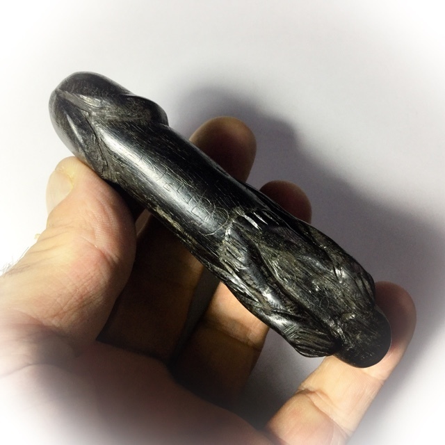 Palad Khik Mae Nang Kruan - Prai Deva Embracing a Phallic 3.8 Inches - Sacred Black Payung Wood - Circa 2500 BE - Luang Por Kong - Wat Wang Sapparot