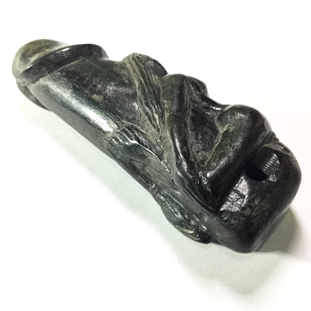 Palad Khik Mae Nang Kruan - Prai Deva Embracing a Phallic 3.8 Inches - Sacred Black Payung Wood - Circa 2500 BE - Luang Por Kong - Wat Wang Sapparot
