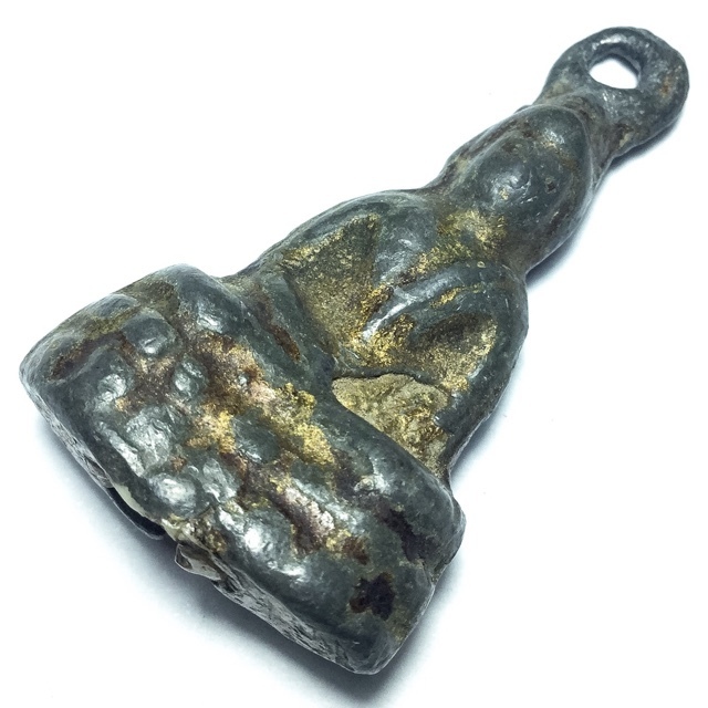 Pra Pim Praput Chin Dtakua Fang Khiaw Hmaa Pha Circa 2460 BE Leaden Buddha Amulet with Wolf Tooth Insert - Luang Por Dam - Wat Kuti 03012