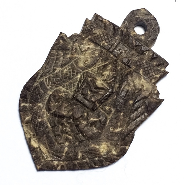 Rahu Om Jantr Pim Sema Kwam 1 Eyed Coconut Shell Carved Asura Deva Eclipse God Inscriptions On Rear Face - Luang Por Pin Wat Srisa Tong 0301