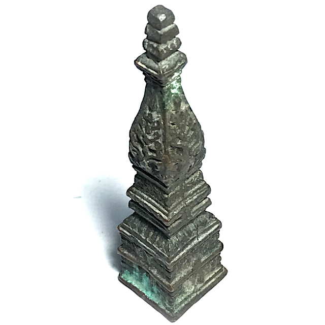 Roop Lor Pratat Panom Jamlong 2 Inches High Sacred Buddha Relic Chedi Stupa of Wat Pratat Panom Circa 2500 BE 03119