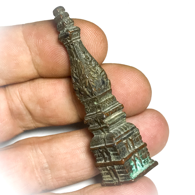 Roop Lor Pratat Panom Jamlong 2 Inches High Sacred Buddha Relic Chedi Stupa of Wat Pratat Panom Circa 2500 BE